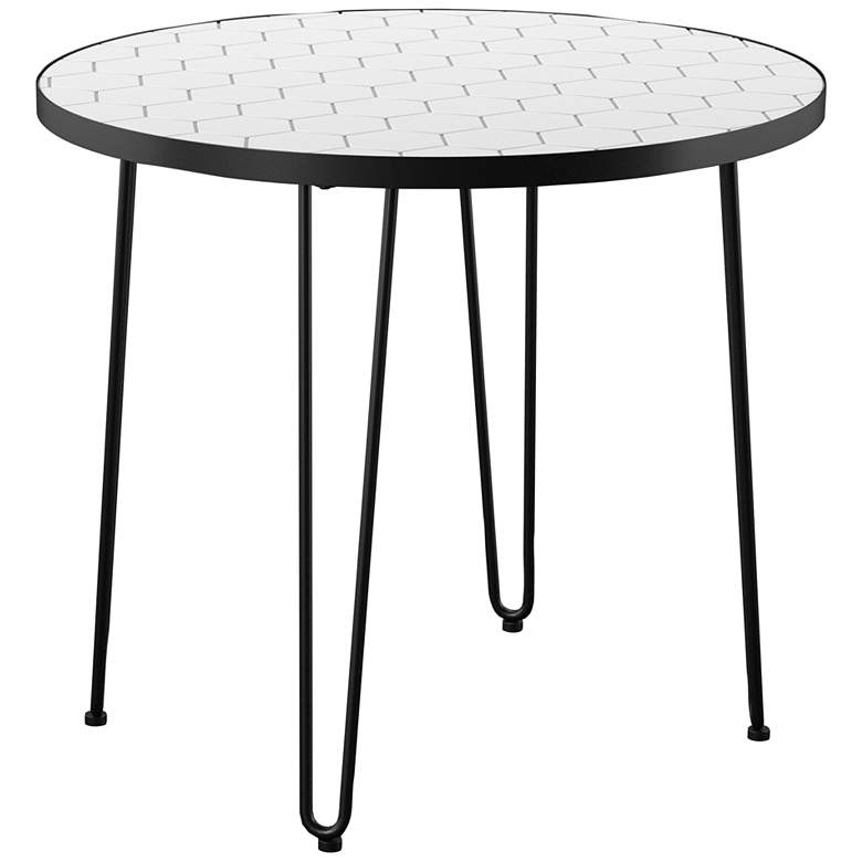 Image 2 Watkindale 33 1/2 inchW White Black Metal Outdoor Bistro Table