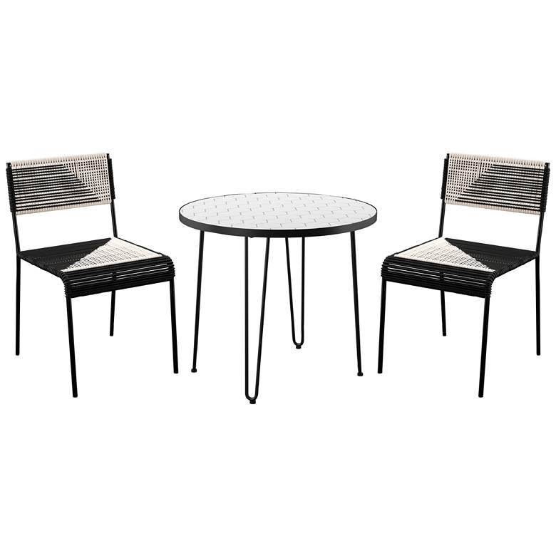 Image 2 Watkindale Black White 3-Piece Outdoor Dining Set