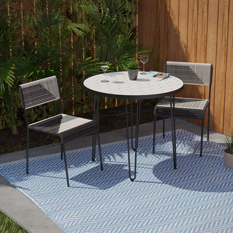 Image 1 Watkindale Black White 3-Piece Outdoor Dining Set