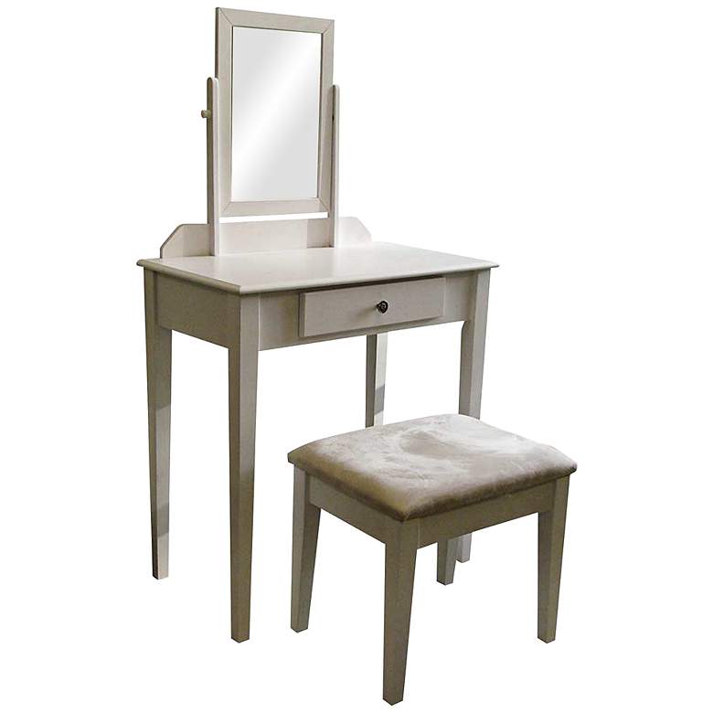 Image 1 Watkins 28 inch Wide White Vanity Table 3-Piece Set