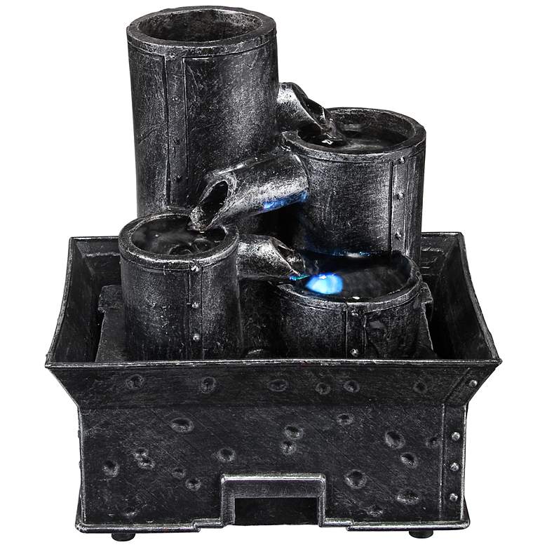 Image 1 Watland Industrial Pipes 6 1/2 inch High LED Table Fountain