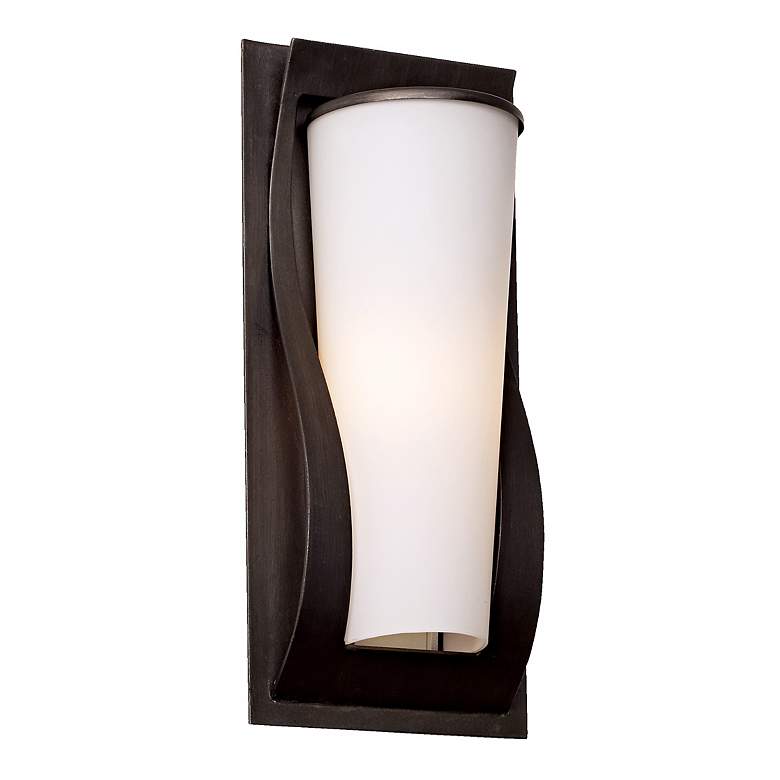 Image 1 Wave 13 inch High Opal Glass Outdoor Wall Light