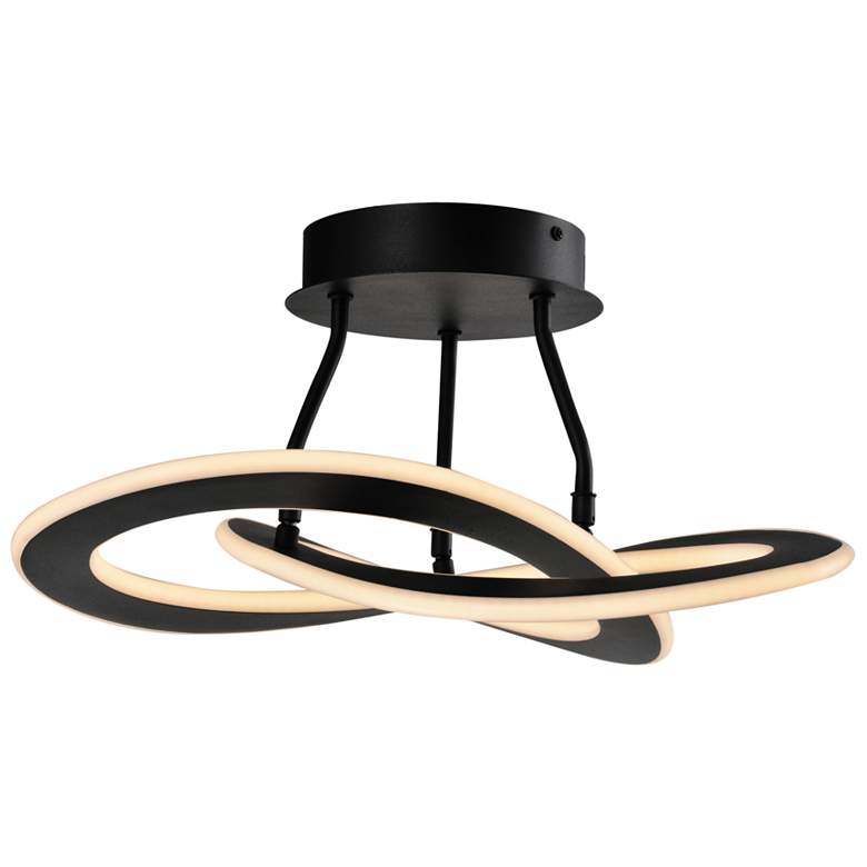 Image 1 Wave 17.7" Wide Black Semi-Flush Mount