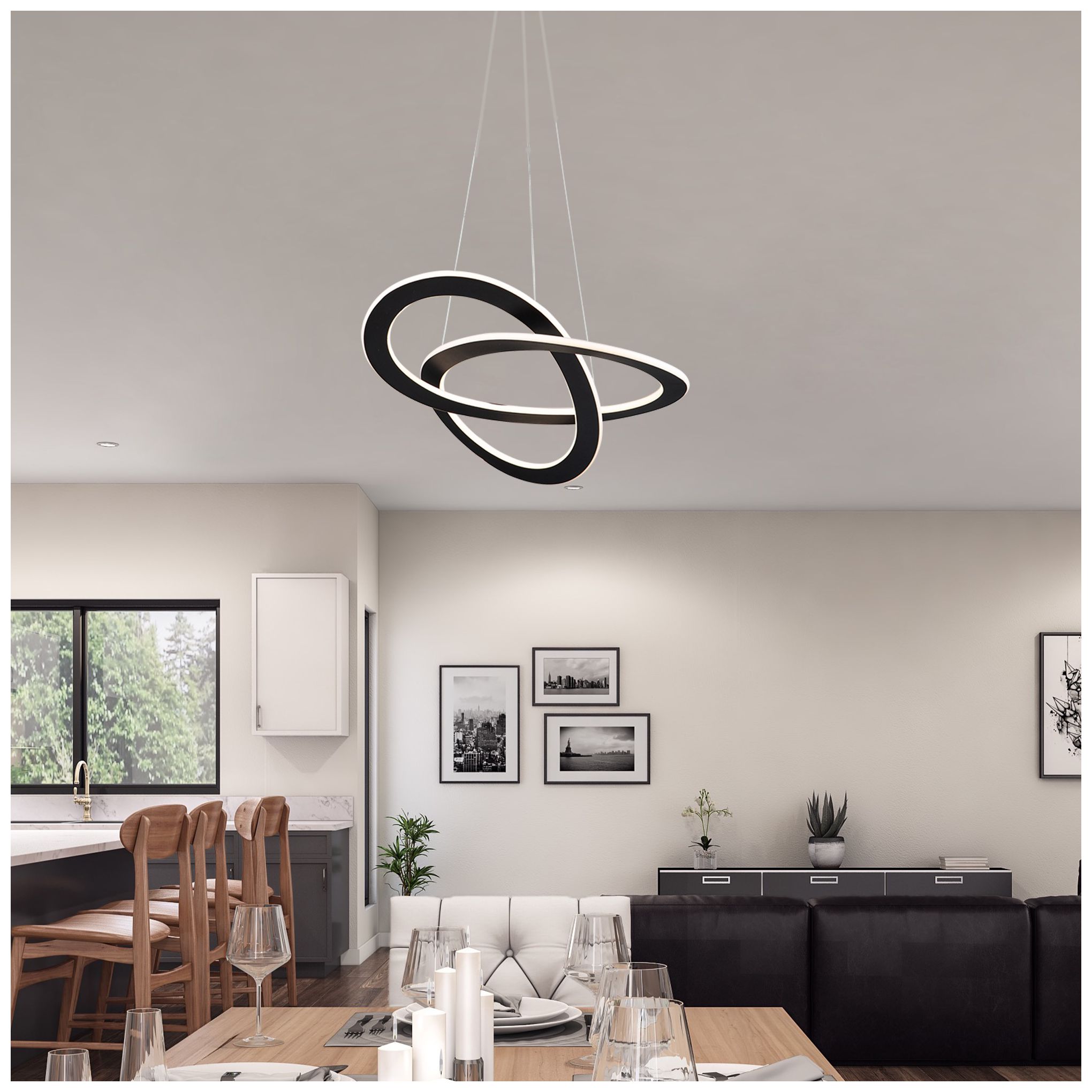Image 4 Wave 19.7" Wide Black Chandelier more views