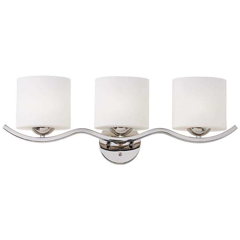Image 1 Wave Collection 27 inch Wide Polished Nickel Bathroom Light