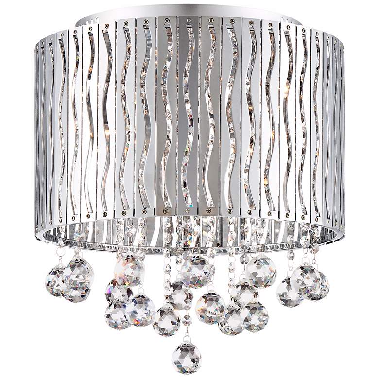 Image 1 Wave Drum 16 1/4 inch Wide Chrome Ceiling Light