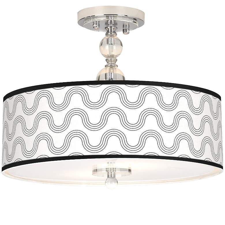 Image 1 Wave Giclee 16 inch Wide Semi-Flush Ceiling Light