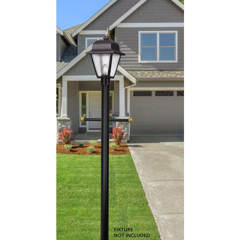 Image 2 Wave Lighting 10' Black Direct Burial Lamp Post with Cross Arm more views
