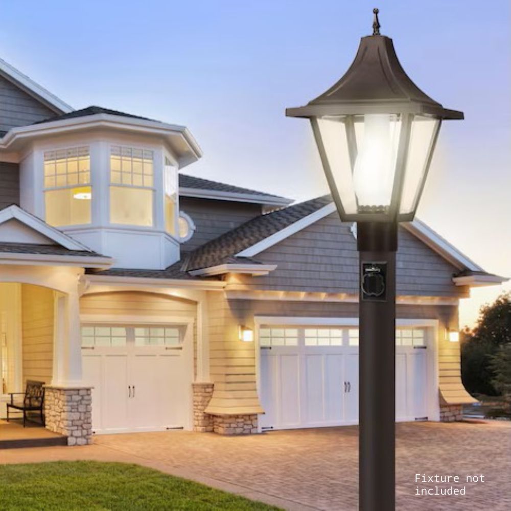 Image 4 Wave Lighting 10' Bronze Direct Burial Post Dusk-to-Dawn Sensor, Outlet more views