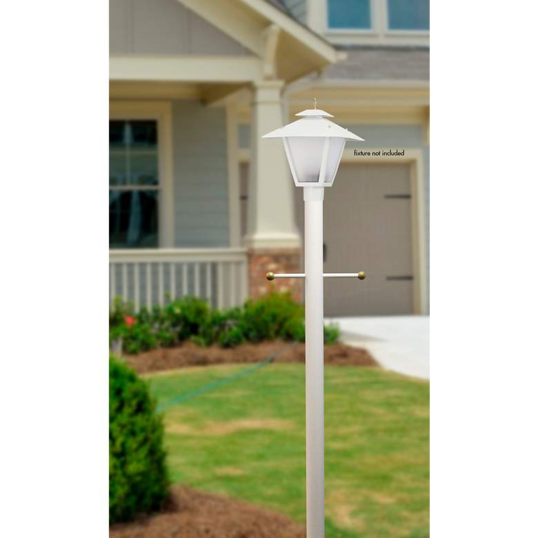 Image 2 Wave Lighting 10' White Direct Burial Lamp Post with Cross Arm more views