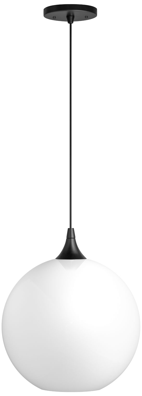 Wave Lighting 12" Acrylic White Globe Pendant Light Fixture. Black Finish