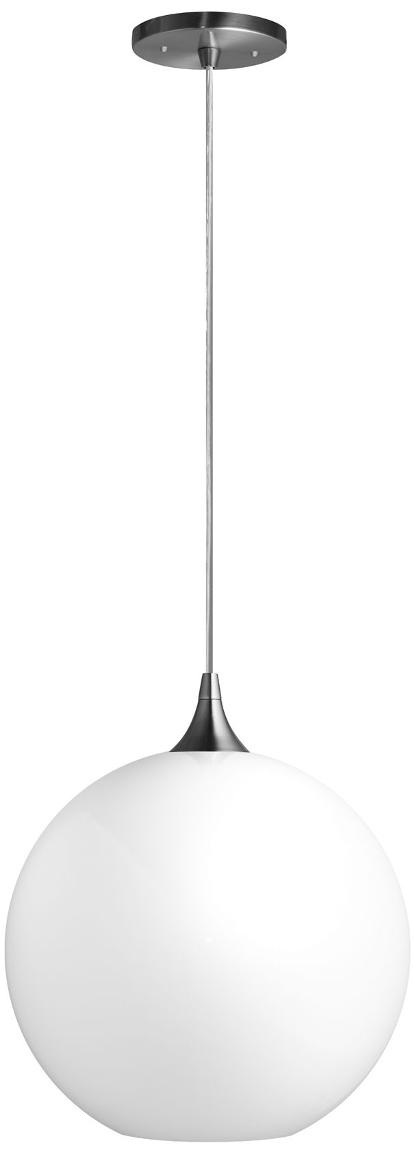 Wave Lighting 12" Acrylic White Globe Pendant Light Fixture. Nickel Finish
