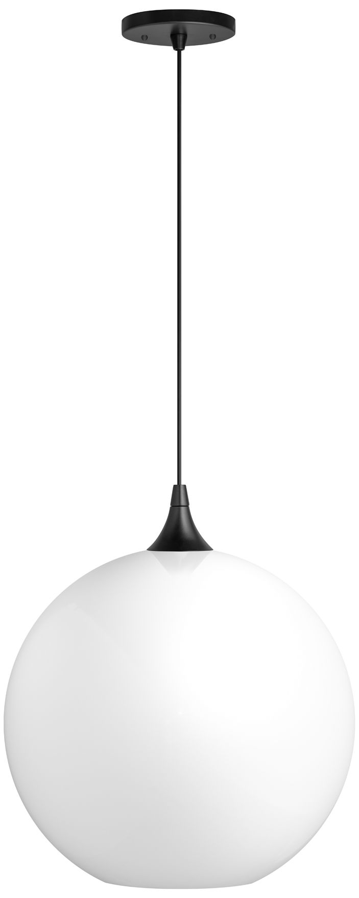 Wave Lighting 14" Acrylic White Globe Pendant Light Fixture. Black Finish