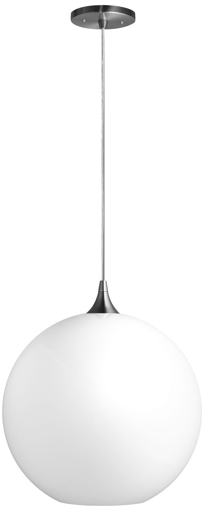 Wave Lighting 14" Acrylic White Globe Pendant Light Fixture. Nickel Finish