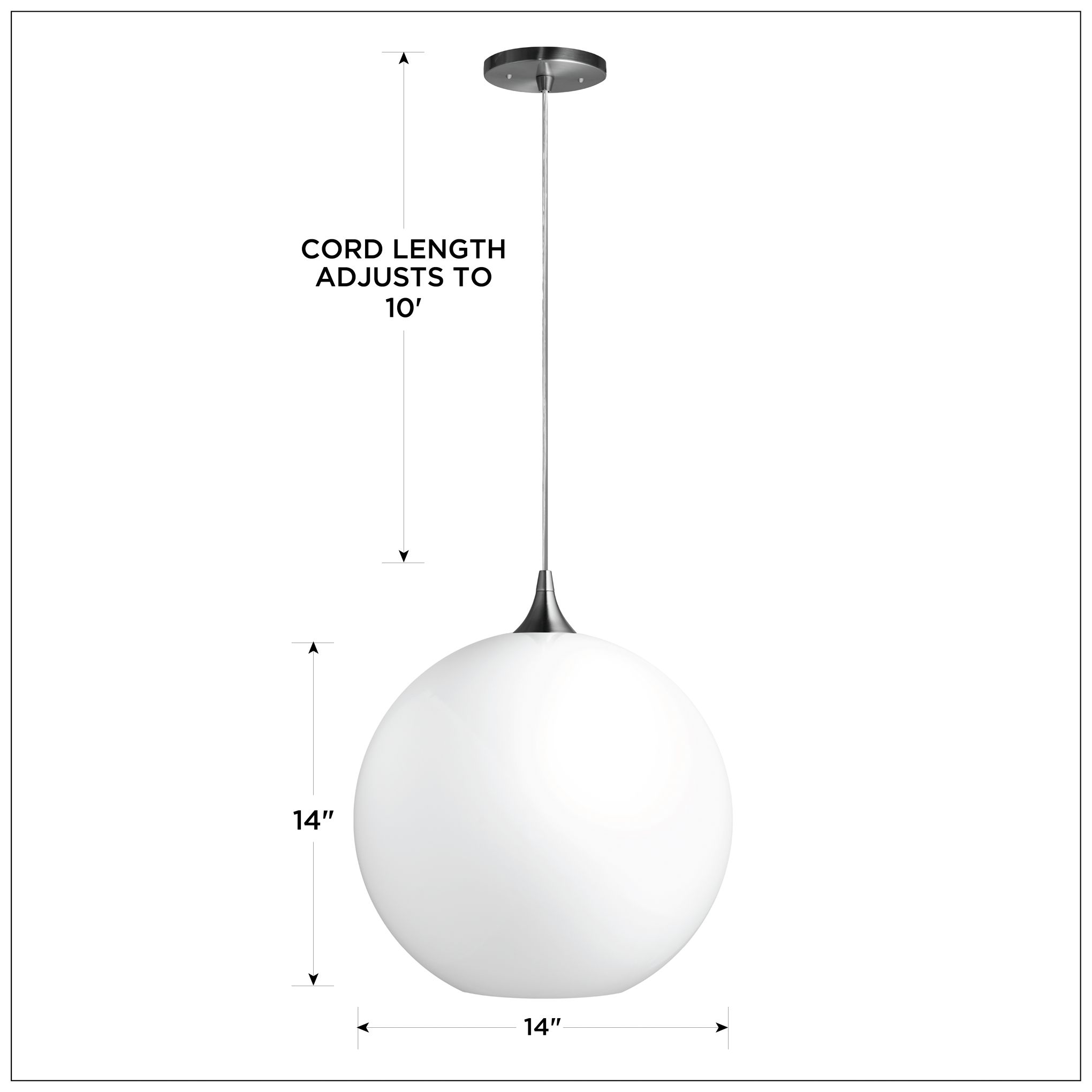 Image 3 Wave Lighting 14" Acrylic White Globe Pendant Light Fixture. Nickel Finish more views