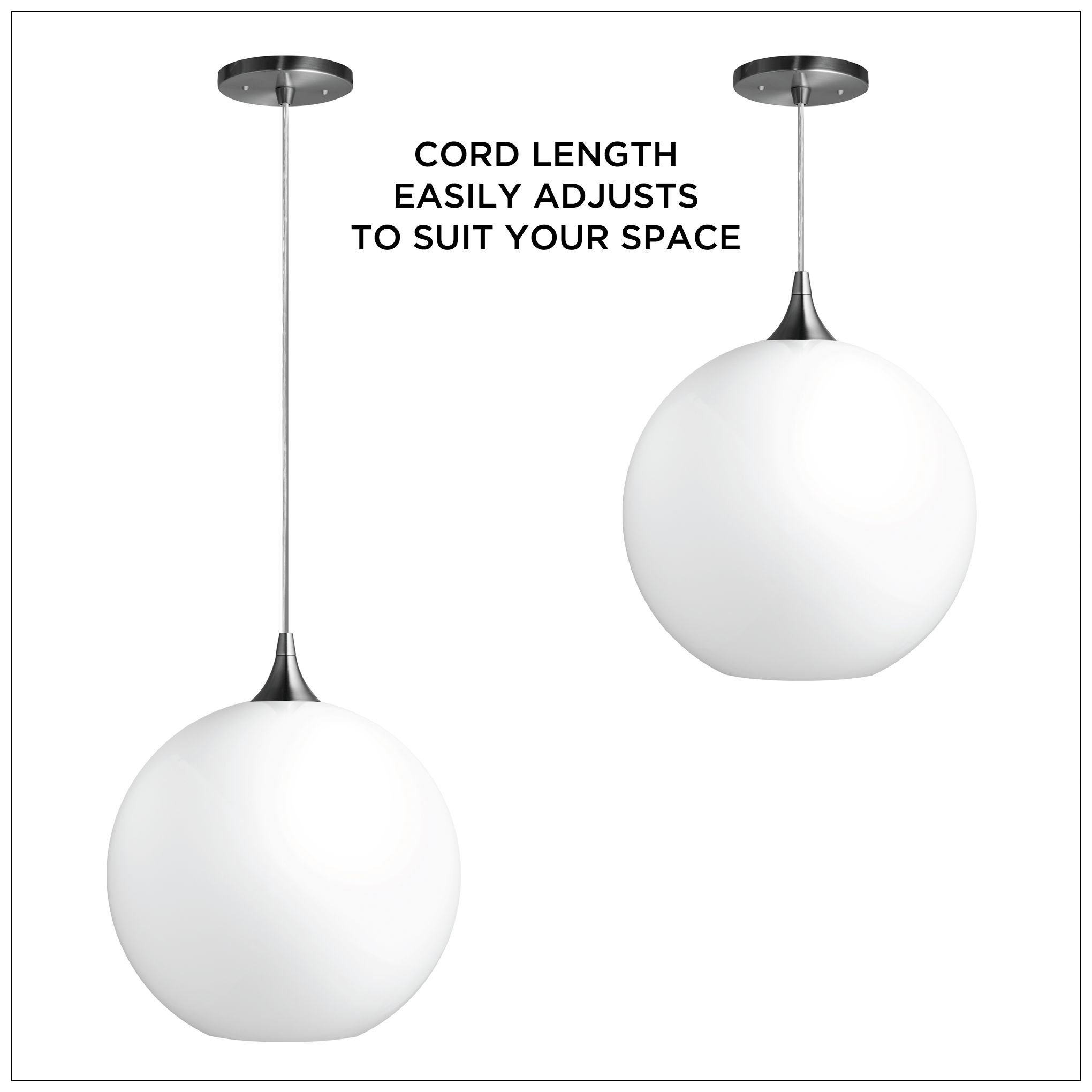 Image 5 Wave Lighting 14" Acrylic White Globe Pendant Light Fixture. Nickel Finish more views