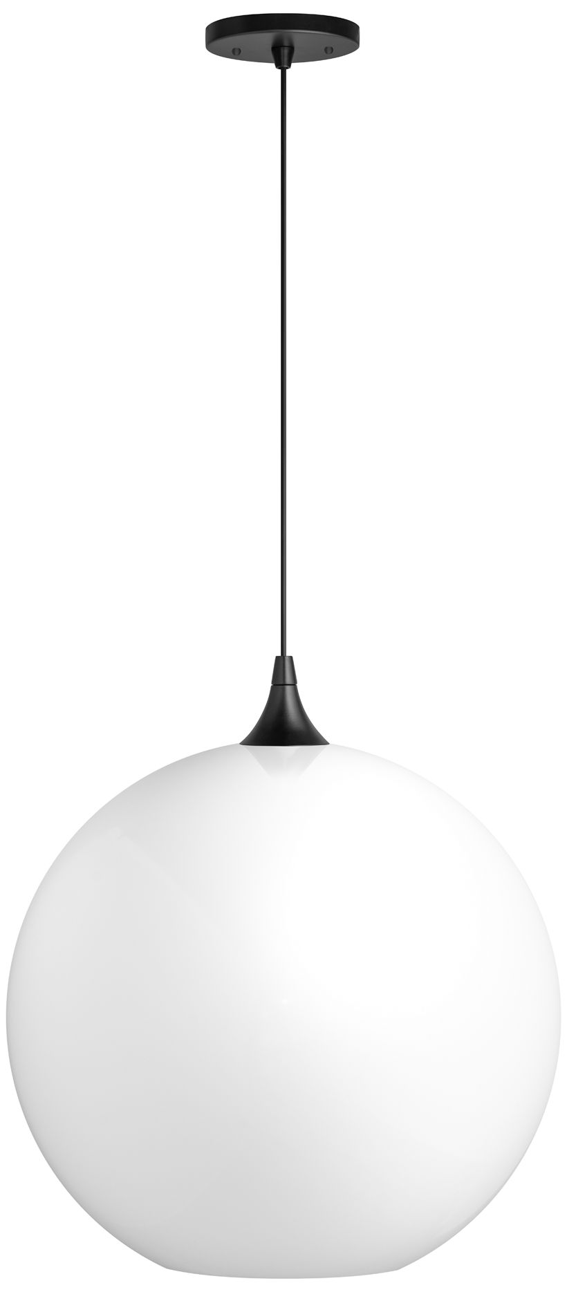 Thumbnail1 of Wave Lighting 16" Acrylic White Globe Pendant Light Fixture. Black Finish