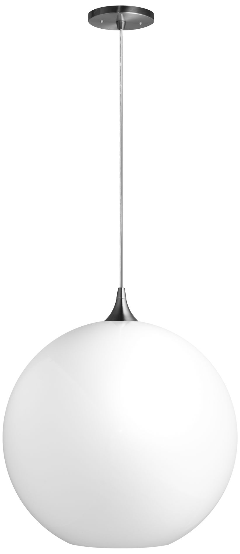 Wave Lighting 16" Acrylic White Globe Pendant Light Fixture. Nickel Finish