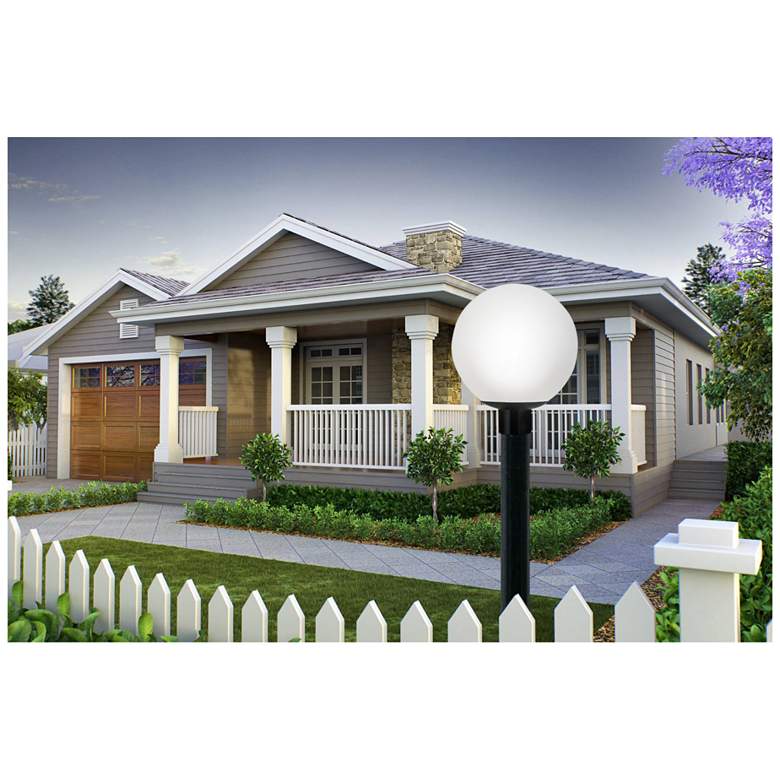 Image 2 Wave Lighting 18" Poly Globe Opal 3000K Post Top Light with Black Fitter more views