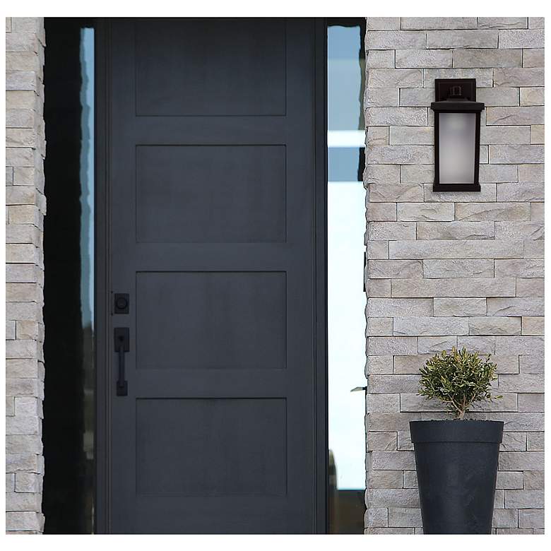 Image 2 Wave Lighting Artisan 12" 3000K Black Outdoor Wall Light with Frosted Lens more views