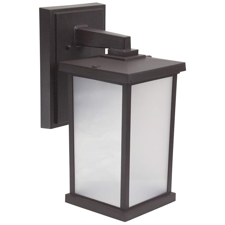 Image 1 Wave Lighting Artisan 14" 4000K Bronze Outdoor Wall Light with Frosted Lens