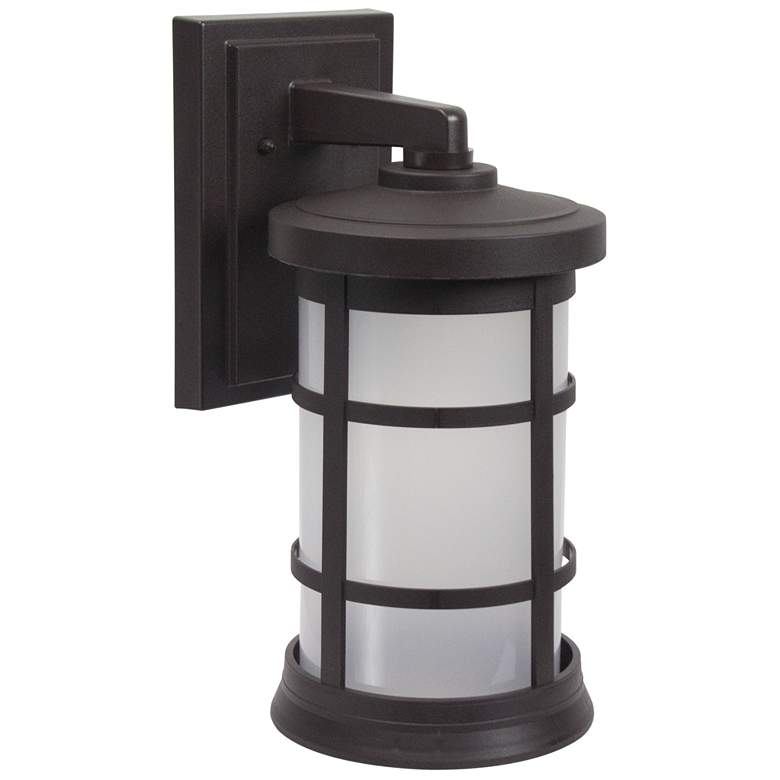 Image 1 Wave Lighting Artisan 15" 4000K Bronze Outdoor Wall Light with Frosted Lens