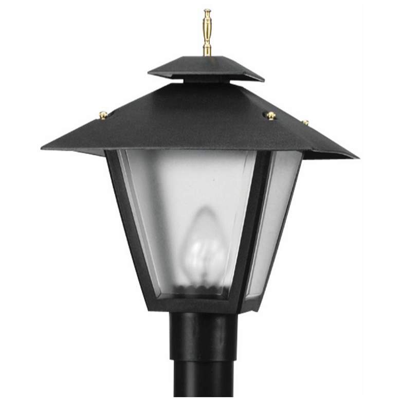 Image 1 Wave Lighting Colonial Black Post Top Light Frosted Beveled Lens