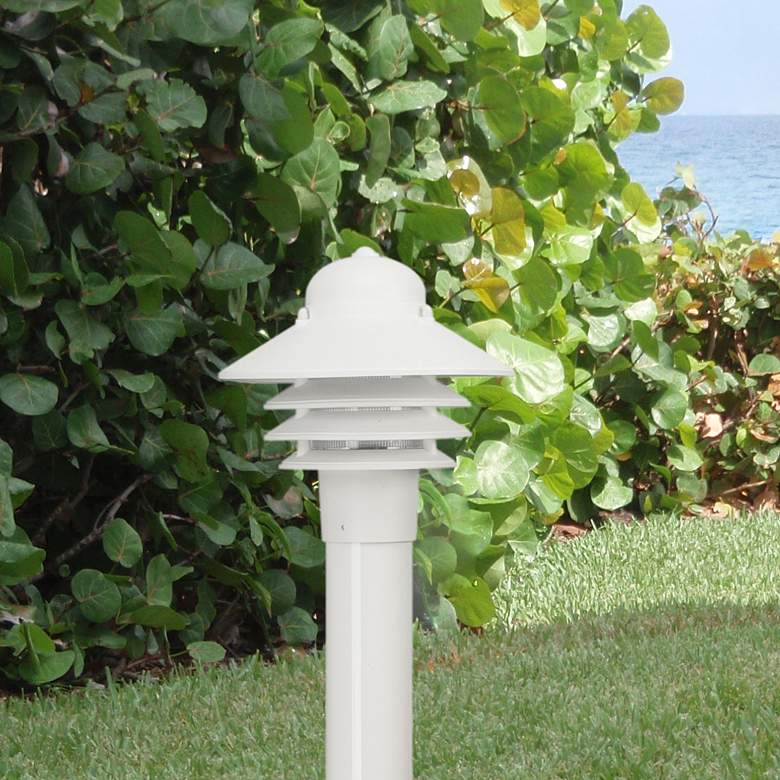 Image 1 Wave Lighting Nautical White LR12C Post Top Light Clear Prismatic Lens