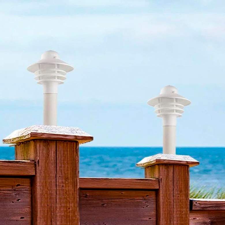 Image 3 Wave Lighting Nautical White LR12C Post Top Light Clear Prismatic Lens more views