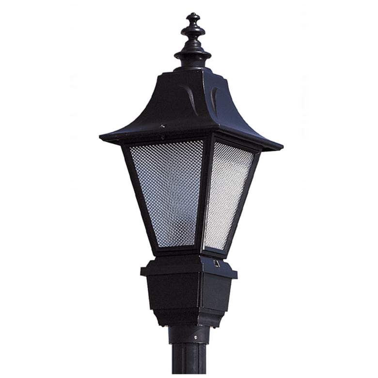 Image 1 Wave Lighting Town Hall Black Post Top Light Clear Prism Lens