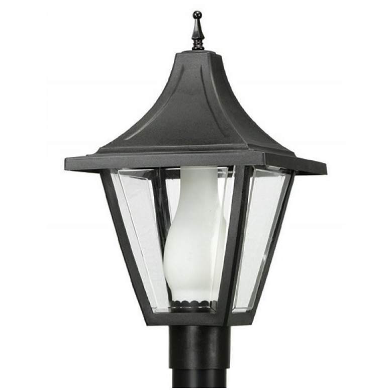 Image 1 Wave Lighting Vanguard Black Post Top Light Clear Beveled, Glass Chimney