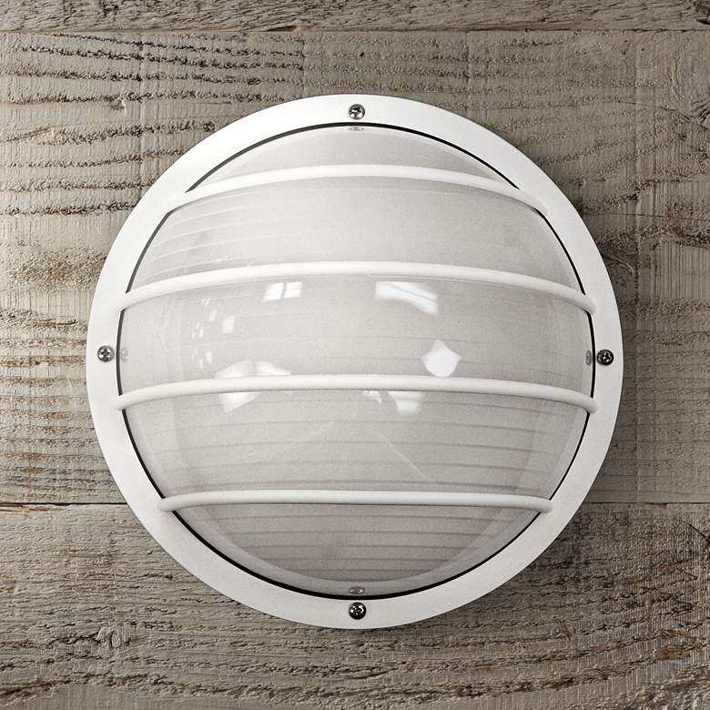 Image 1 Wave Nautical 10 1/4" High Round White Outdoor Ceiling or Wall Light