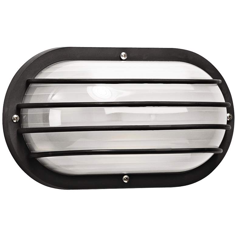 Image 1 Wave Nautical Bulk Head 10 5/8" Wide LED Black Outdoor Wall Light
