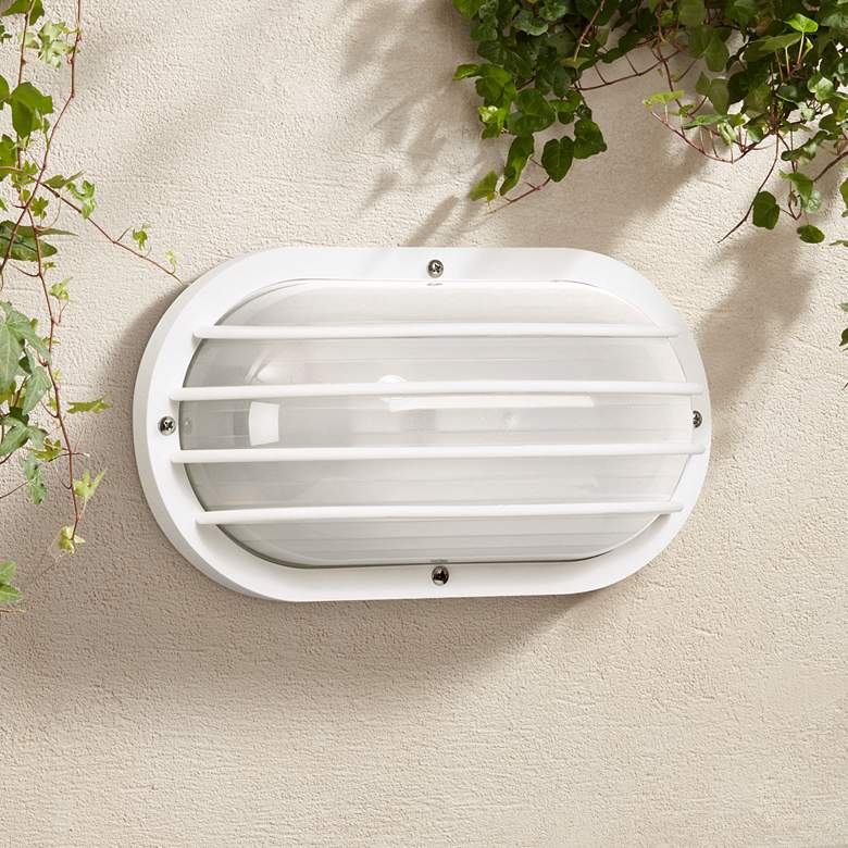 Image 1 Wave Nautical Bulk Head 10 1/2" White and Glass Outdoor Wall Light
