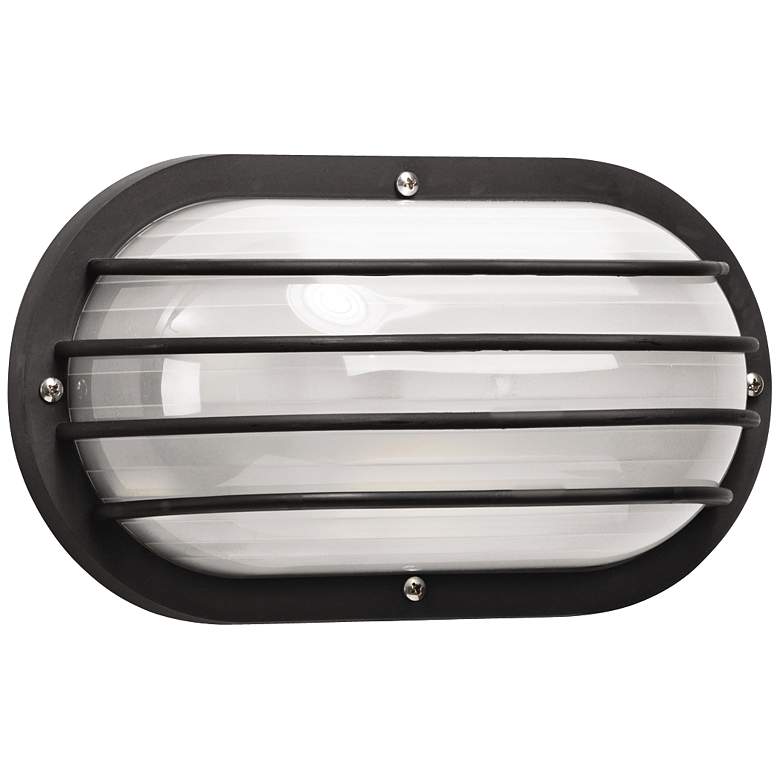 Image 1 Wave Nautical Bulk Head 10 1/2" Wide Black Outdoor Wall Light