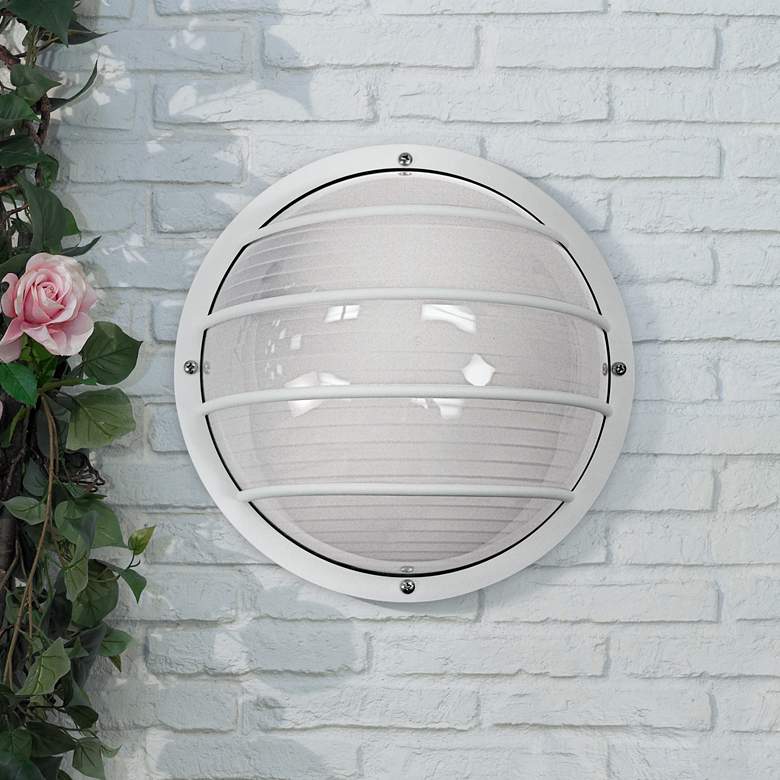 Image 1 Wave Nautical LED Round White Outdoor Ceiling or Wall Light