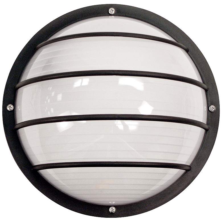 Image 1 Wave Nautical Round Black Outdoor Ceiling or Wall Light