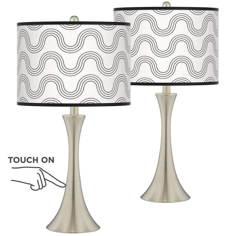 Image 1 Wave Trish Brushed Nickel Touch Table Lamps Set of 2