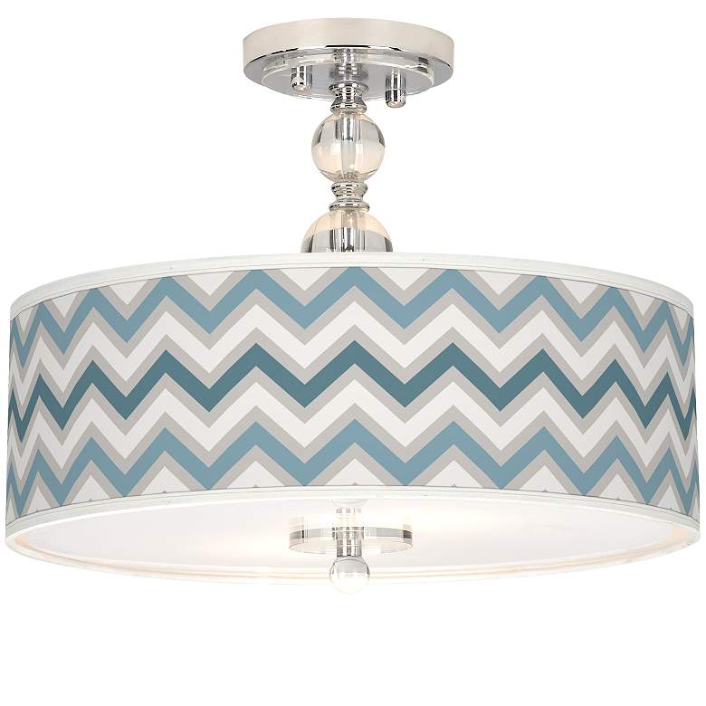 Image 1 Wave Zig Zag Giclee 16 inch Wide Semi-Flush Ceiling Light