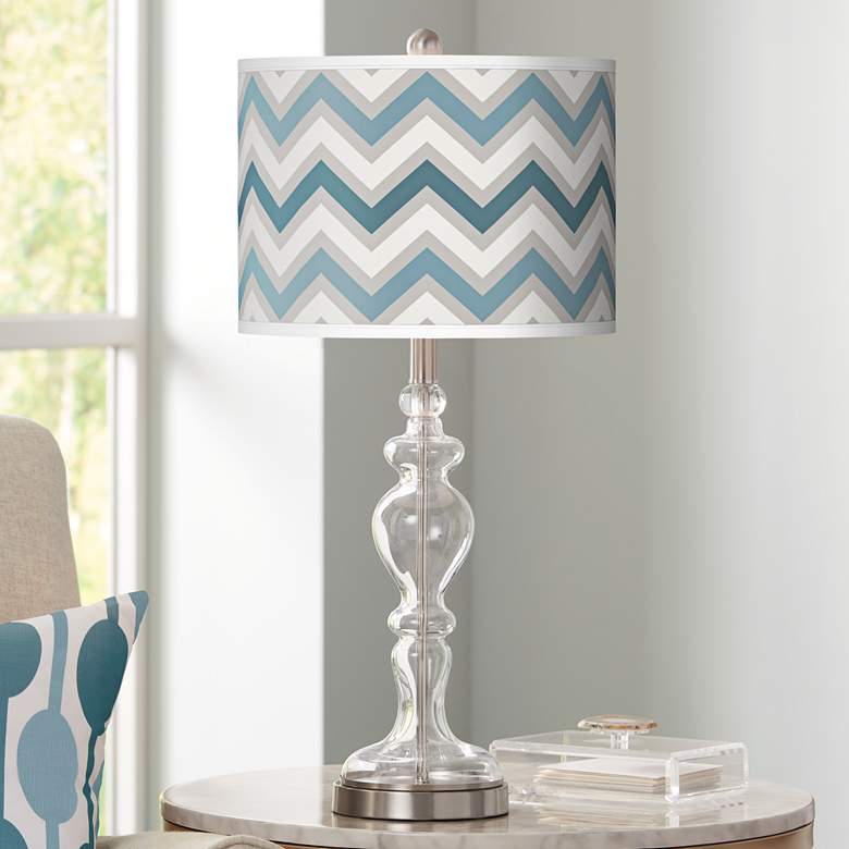 Image 1 Wave Zig Zag Giclee Apothecary Clear Glass Table Lamp