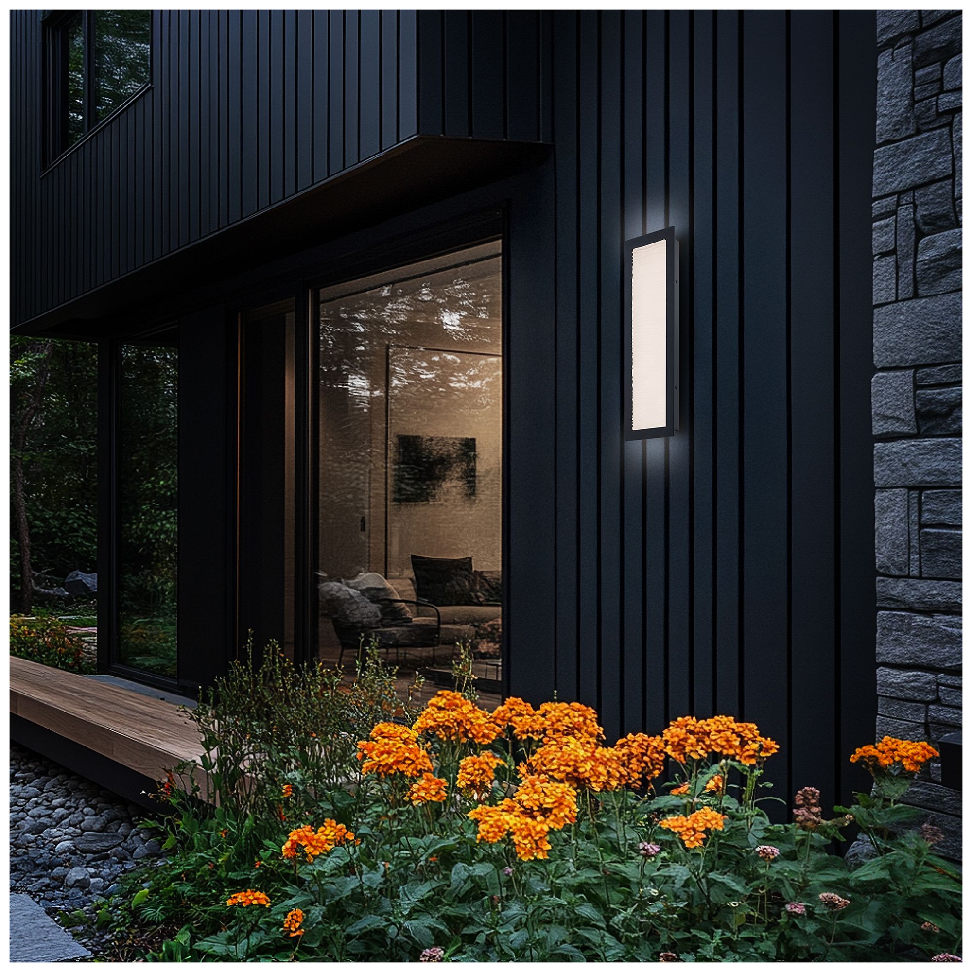 Image 5 Wavelet 20"H x 6"W 1-Light Outdoor Wall Light in Black more views