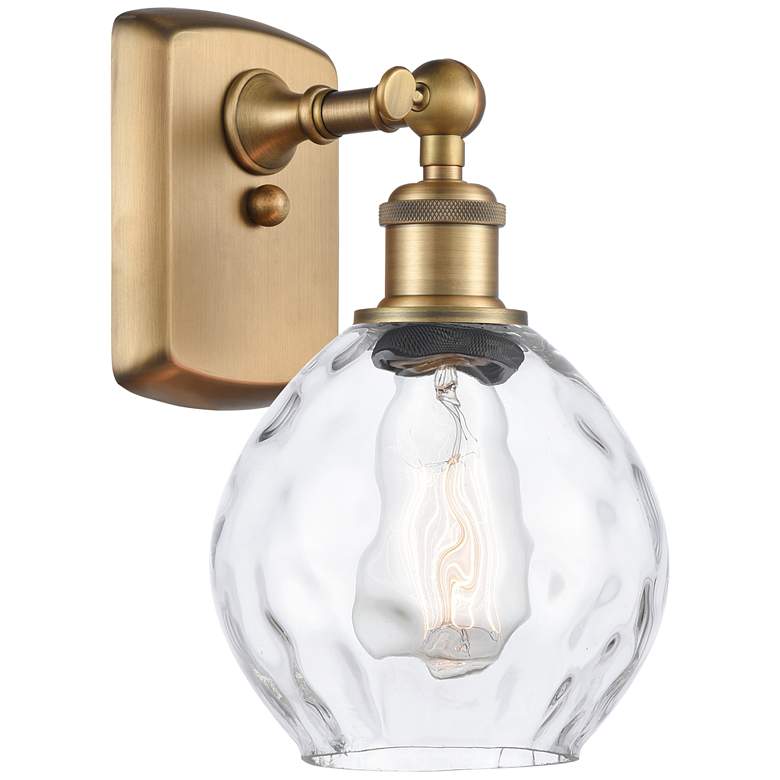 Image 1 Waverly 11" High Brushed Brass Sconce w/ Clear Shade