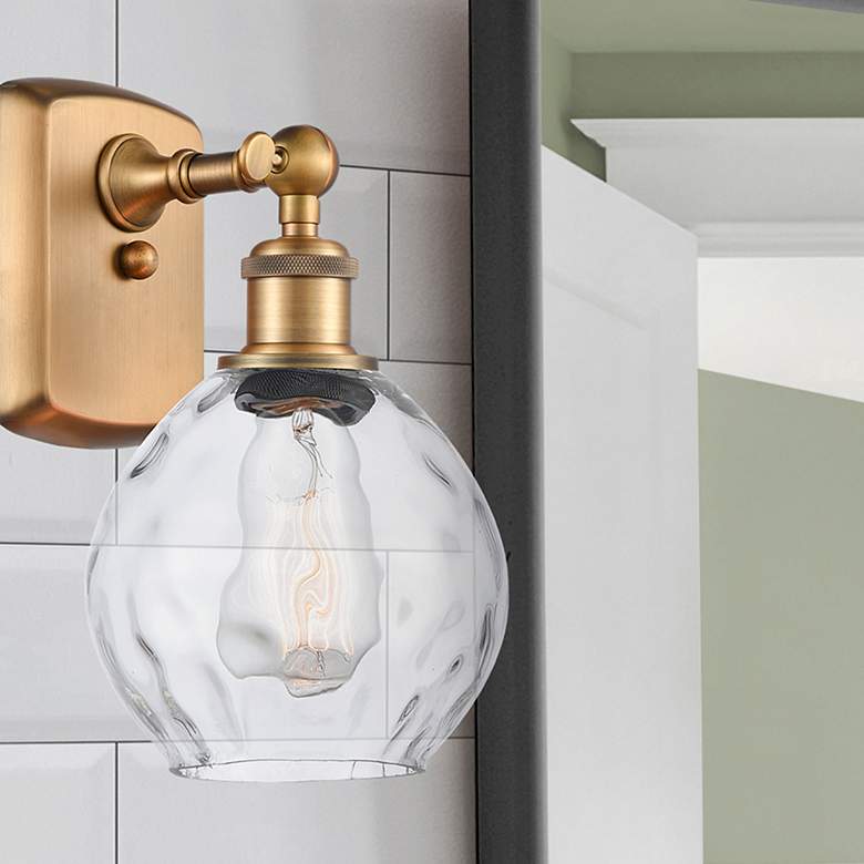 Image 1 Waverly 11" High Brushed Brass Sconce w/ Clear Shade