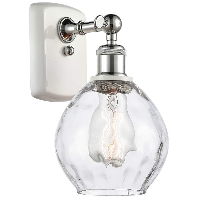 Image 1 Waverly 11 inch High White and Polished Chrome Sconce w/ Clear Shade