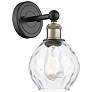Waverly 11"High Black Antique Brass Sconce With Clear Shade