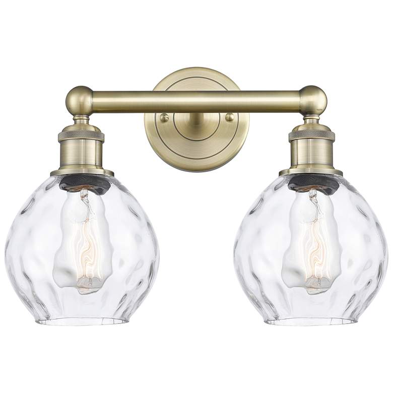 Image 1 Waverly 15" Wide 2 Light Antique Brass Bath Vanity Light With Clear Sh
