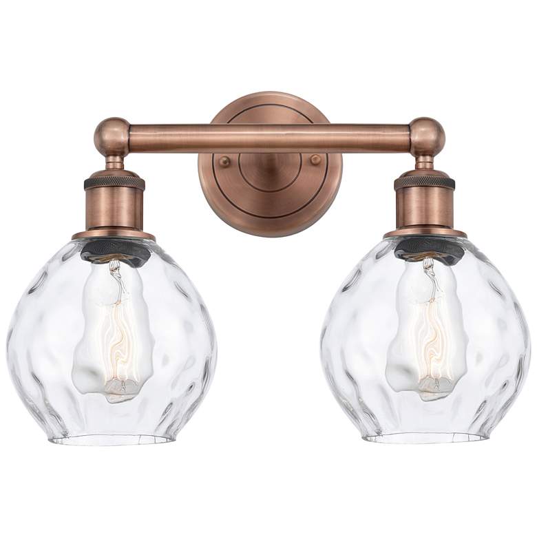 Image 1 Waverly 15" Wide 2 Light Antique Copper Bath Vanity Light With Clear S
