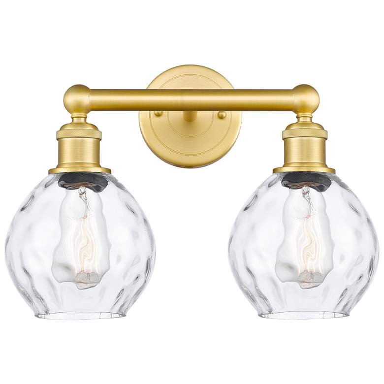 Image 1 Waverly 15" Wide 2 Light Satin Gold Bath Vanity Light With Clear Shade