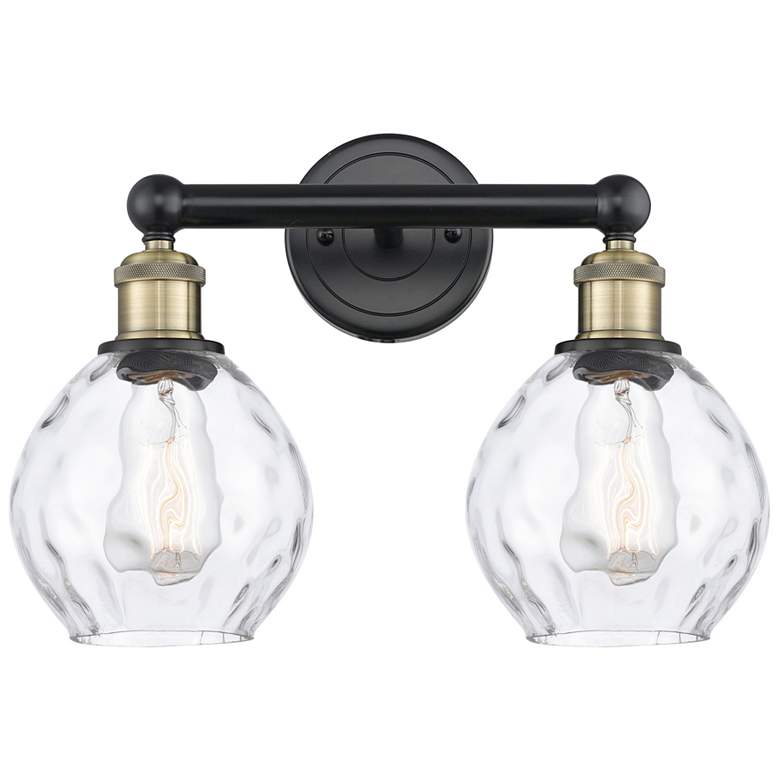Image 1 Waverly 15"W 2 Light Black Antique Brass Bath Vanity Light With Clear