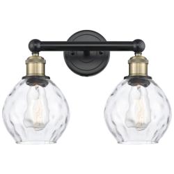 Waverly 15&quot;W 2 Light Black Antique Brass Bath Vanity Light With Clear